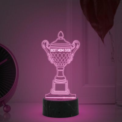 Best Mom Ever Trophy Night Lamp with Multicolored Light Birthday & Mothers Day Gift for Mom Birthday Gift from Daughter or Son