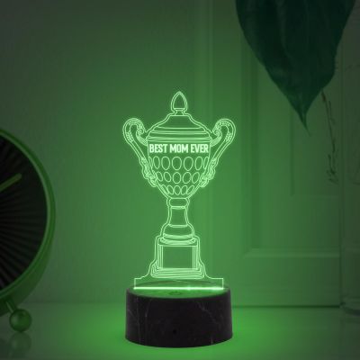 Best Mom Ever Trophy Night Lamp with Multicolored Light Birthday & Mothers Day Gift for Mom Birthday Gift from Daughter or Son