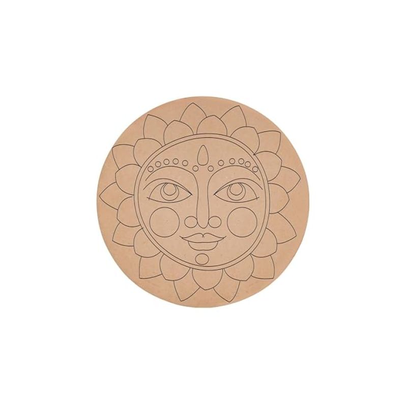Pack of 2 MDF Cutout Rangoli Art Sun Face Design Mandala Art for DIY Projects & Home Decoration