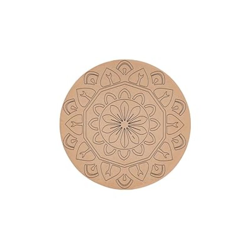 Pack of 2 Flower Design Mandala Art MDF Cutout for Art & Crafts Painting DIY Projects Home Decoration