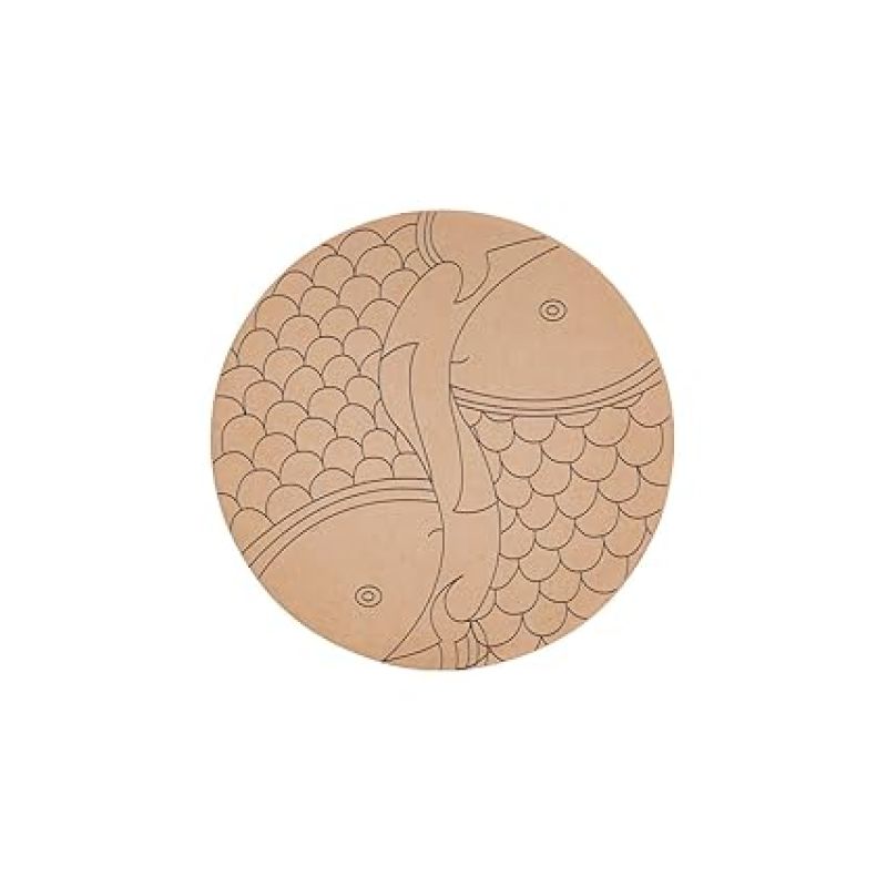 Pack of 2 Fish Mandala Art for Art & Crafts Painting DIY Projects Home Decoration Laser Engraved Cutout