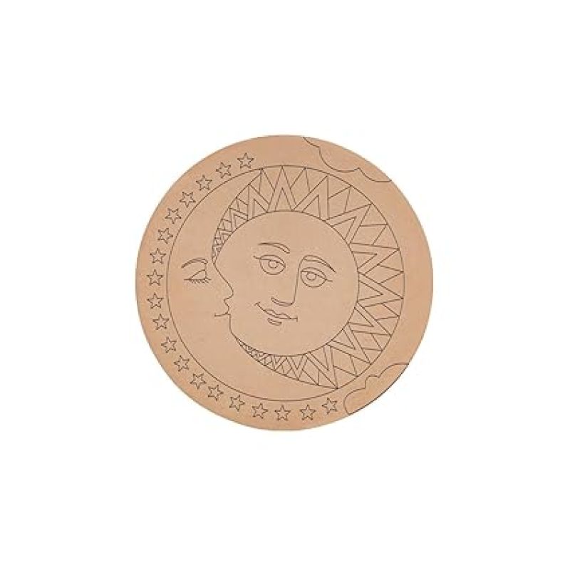Pack of 2 Moon & Sun Mandala Rangoli with Painting Color for Art & Crafts Painting DIY Projects Home Decoration