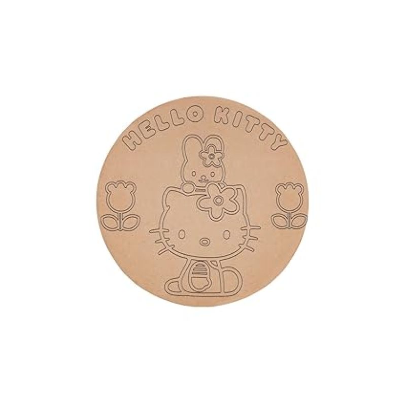 Pack of 2 Hello Kitty Design MDF Cutout Madala Rangoli with Painting for Art & Crafts Painting DIY Projects Home Decoration Laser Engraved Cutout