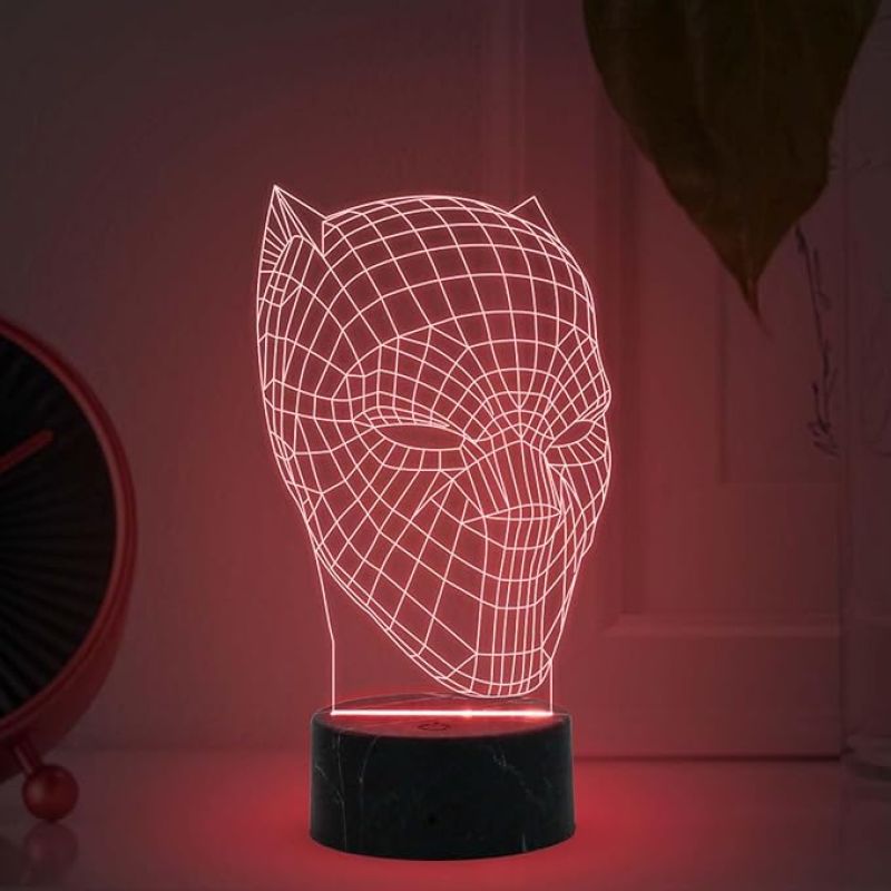 3D Illusion Black Panther Avengers Night Lamp Multicolored Light Gift for Marvel Avengers Fans & Lovers Birthday Gift Friend & Kids Bedroom Home & Living Room Decor Light