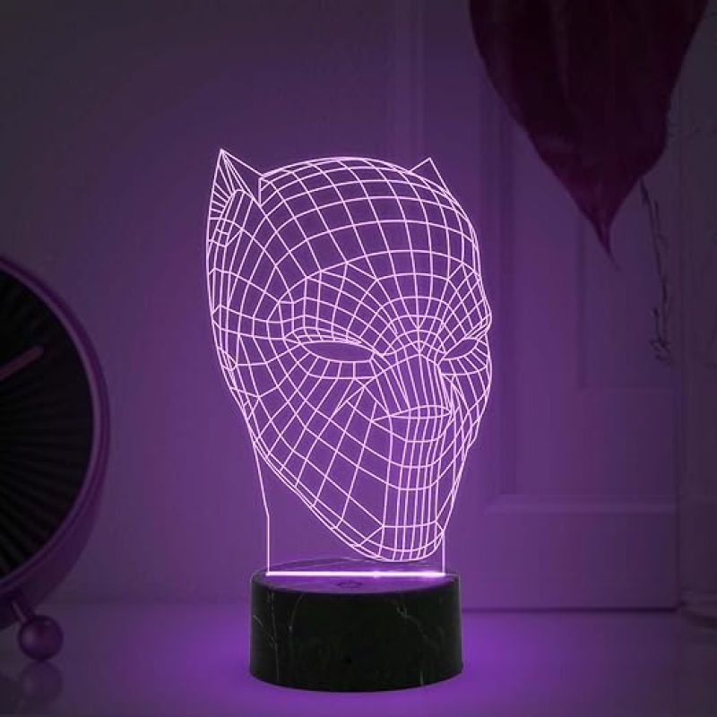 3D Illusion Black Panther Avengers Night Lamp Multicolored Light Gift for Marvel Avengers Fans & Lovers Birthday Gift Friend & Kids Bedroom Home & Living Room Decor Light