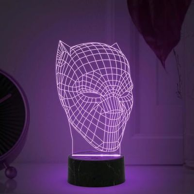 3D Illusion Black Panther Avengers Night Lamp Multicolored Light Gift for Marvel Avengers Fans & Lovers Birthday Gift Friend & Kids Bedroom Home & Living Room Decor Light