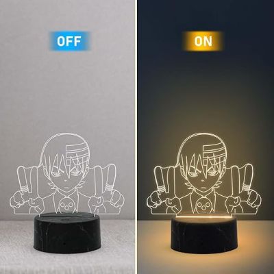 3D Illusion Soul Eater The Kid Anime Night Lamp with Warm White Light Gift for Anime Lovers & Home Décor