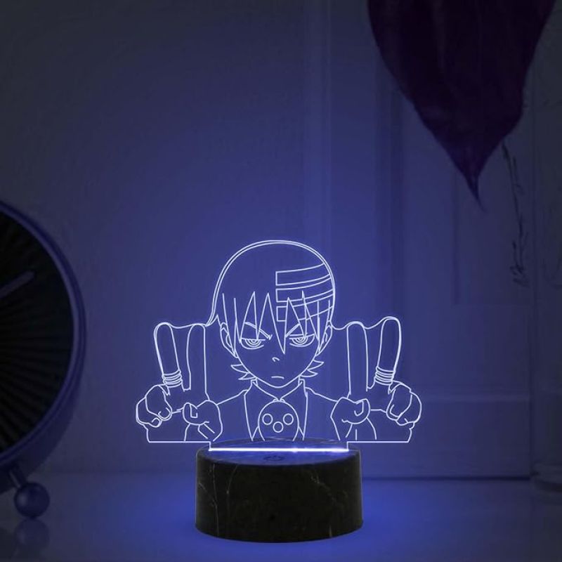 3D Illusion Soul Eater The Kid Anime Night Lamp with Multicolored Light Gift for Anime Lovers & Home Décor