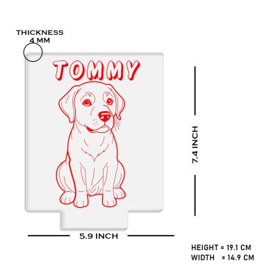 Cute Puppy Dog Night Lamp with Multicolored Light Customized with Dog Name Gift for Dog Lovers