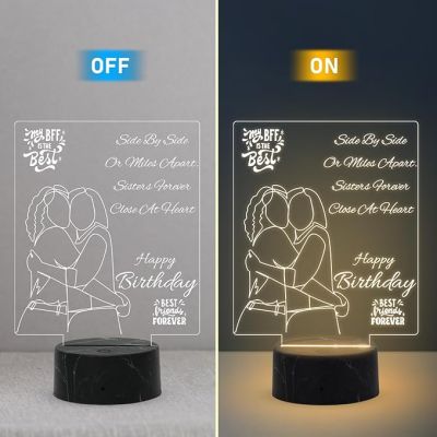Happy Birthday Best Friend Forever Engraved Night Lamp with Warm White Light Birthday Gift for Best Friend