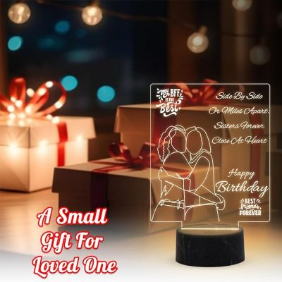 Happy Birthday Best Friend Forever Engraved Night Lamp with Warm White Light Birthday Gift for Best Friend