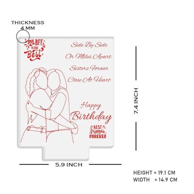 Happy Birthday Best Friend Forever Engraved Night Lamp with Multicolored Light Birthday Gift for Best Friend
