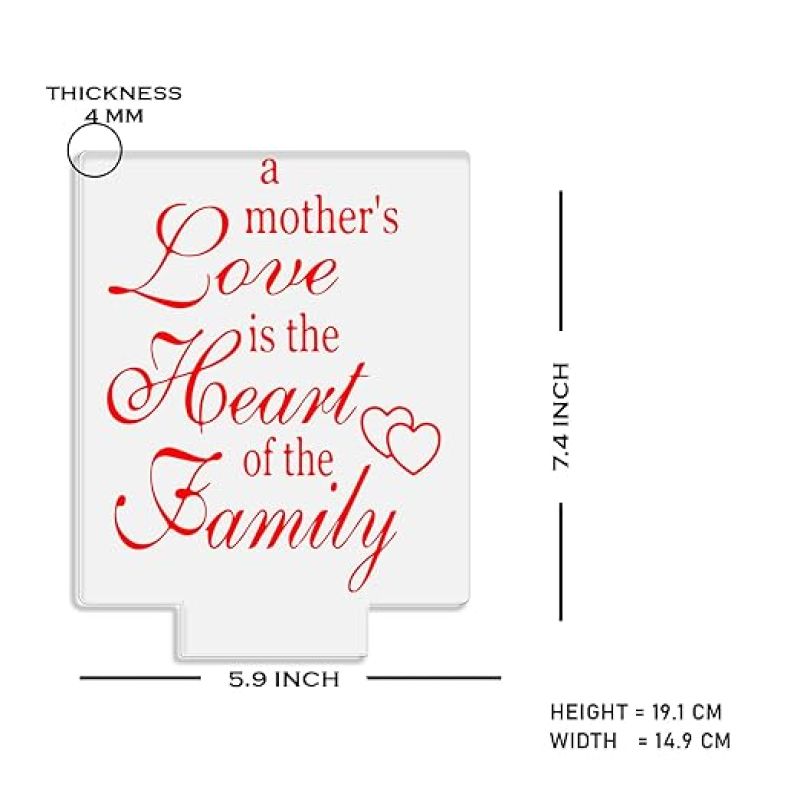 A Mothers Love is The Heart of The Family Engraved Night Lamp with Warm White Light Gift for Mom , Mother in law Gift for Mothers Day Express Your Love for Mom