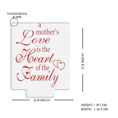 A Mothers Love is The Heart of The Family Engraved Night Lamp with Multicolored Light Gift for Mom , Mother in law Gift for Mothers Day Express Your Love for Mom