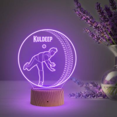 3D Illusion Cricket Ball Night Lamp with Multicolored Light Customized with Name Birthday Birthday Gift for Cricketers & Sports Lovers Cricket Fans