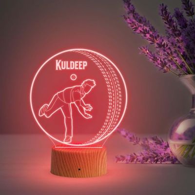 3D Illusion Cricket Ball Night Lamp with Multicolored Light Customized with Name Birthday Birthday Gift for Cricketers & Sports Lovers Cricket Fans