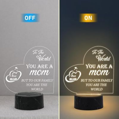 I love Mom Quote Engraved Night Lamp with Warm White Light Memorable Gift for Mom Surprise Gift for Mom Mothers Day Gift for Mom