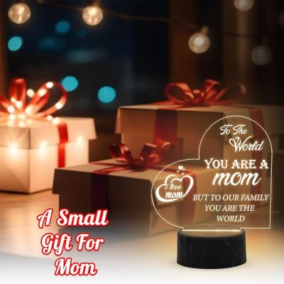 I love Mom Quote Engraved Night Lamp with Warm White Light Memorable Gift for Mom Surprise Gift for Mom Mothers Day Gift for Mom