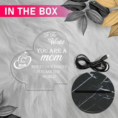 I love Mom Quote Engraved Night Lamp with Warm White Light Memorable Gift for Mom Surprise Gift for Mom Mothers Day Gift for Mom