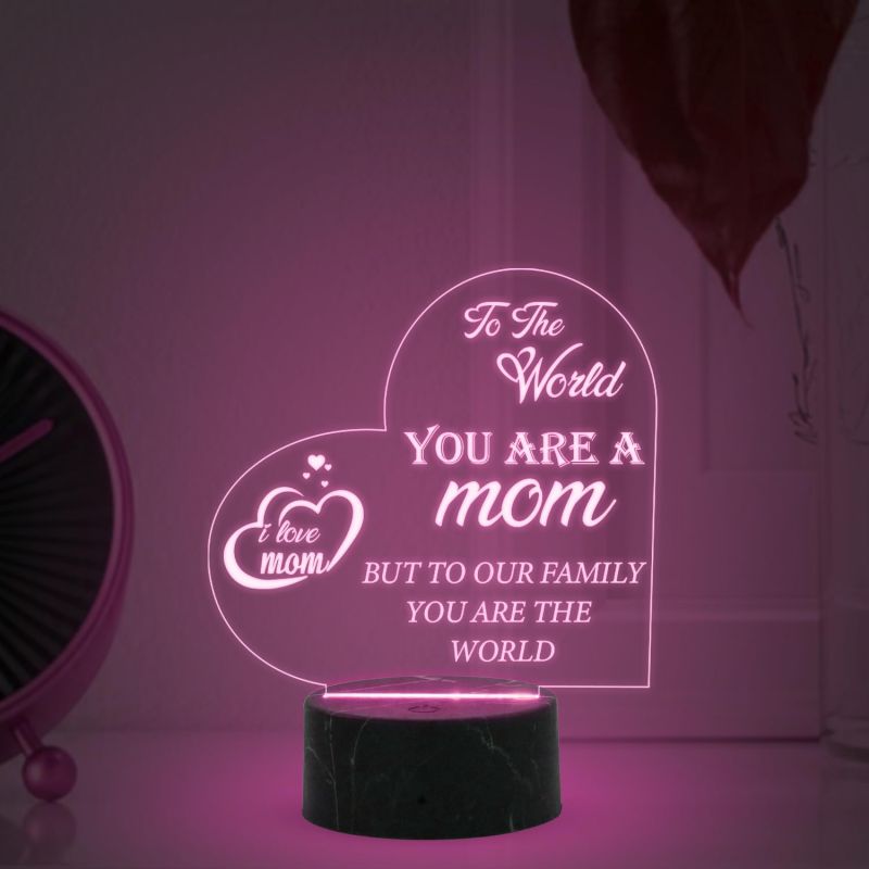 I Love Mom Quote Engraved Night Lamp with Automatics Color Changing Light Memorable Gift for Mom Surprise Gift for Mom Mothers Day Gift for Mom