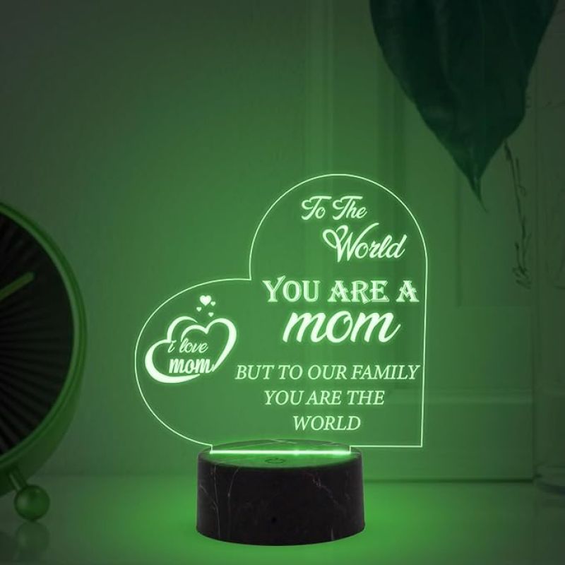 I Love Mom Quote Engraved Night Lamp with Automatics Color Changing Light Memorable Gift for Mom Surprise Gift for Mom Mothers Day Gift for Mom
