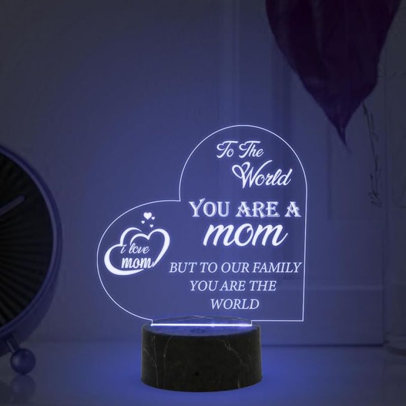 I Love Mom Quote Engraved Night Lamp with Automatics Color Changing Light Memorable Gift for Mom Surprise Gift for Mom Mothers Day Gift for Mom