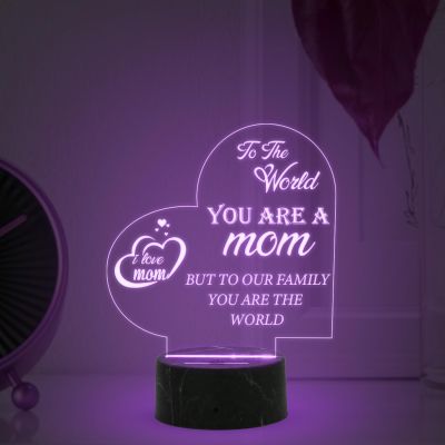 I Love Mom Quote Engraved Night Lamp with Automatics Color Changing Light Memorable Gift for Mom Surprise Gift for Mom Mothers Day Gift for Mom
