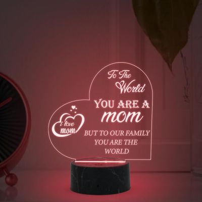 I Love Mom Quote Engraved Night Lamp with Automatics Color Changing Light Memorable Gift for Mom Surprise Gift for Mom Mothers Day Gift for Mom