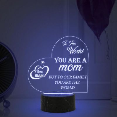 I Love Mom Quote Engraved Night Lamp with Automatics Color Changing Light Memorable Gift for Mom Surprise Gift for Mom Mothers Day Gift for Mom