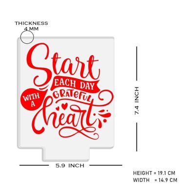 Start Each Day with A Grateful Heart Quote Engraved Night Lamp with Automatic Color Changing Light Motivational Lamp Bedroom Living Room Decor Light