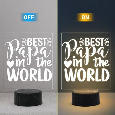 Best Papa in The World Night Lamp with Warm White Light Fathers Day Gift for Dad Birthday Gift for Dad from Daughter & Son Surprise Gift for Dad