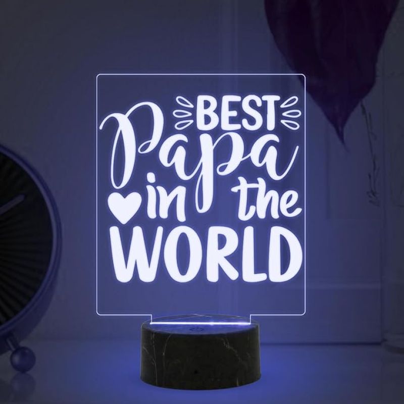 Best Papa in The World Night Lamp with Multicolored Light Fathers Day Gift for Dad Birthday Gift for Dad from Daughter & Son Surprise Gift for Dad