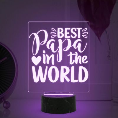 Best Papa in The World Night Lamp with Multicolored Light Fathers Day Gift for Dad Birthday Gift for Dad from Daughter & Son Surprise Gift for Dad