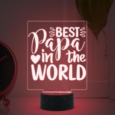 Best Papa in The World Night Lamp with Multicolored Light Fathers Day Gift for Dad Birthday Gift for Dad from Daughter & Son Surprise Gift for Dad