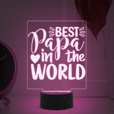 Best Papa in The World Night Lamp with Multicolored Light Fathers Day Gift for Dad Birthday Gift for Dad from Daughter & Son Surprise Gift for Dad