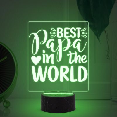 Best Papa in The World Night Lamp with Multicolored Light Fathers Day Gift for Dad Birthday Gift for Dad from Daughter & Son Surprise Gift for Dad