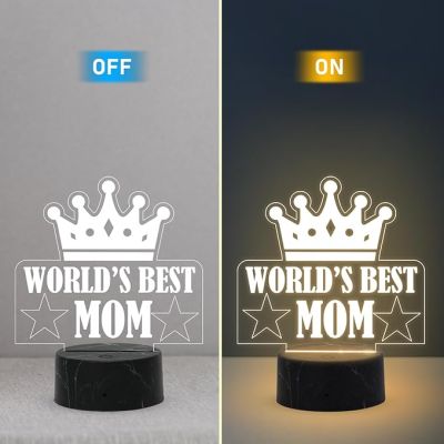 3D Illusion World Best Mom night Lamp with Warm White Light Mothers Day Gift for Mom, Surprise Gift for Mom Birthday, Gift for Mom from Daughter
