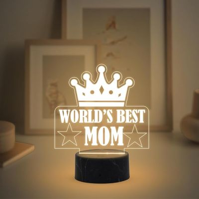 3D Illusion World Best Mom night Lamp with Warm White Light Mothers Day Gift for Mom, Surprise Gift for Mom Birthday, Gift for Mom from Daughter