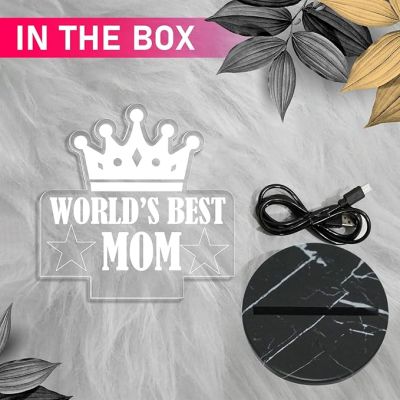 3D Illusion World Best Mom night Lamp with Warm White Light Mothers Day Gift for Mom, Surprise Gift for Mom Birthday, Gift for Mom from Daughter