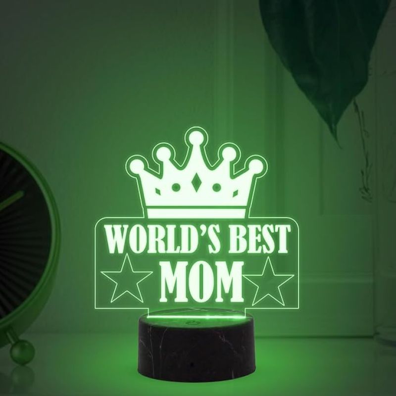 3D Illusion World Best Mom Night Lamp with Automatic Color Changing Light Mothers Day Gift for Mom, Surprise Gift for Mom, Birthday Gift for Mom from Daughter