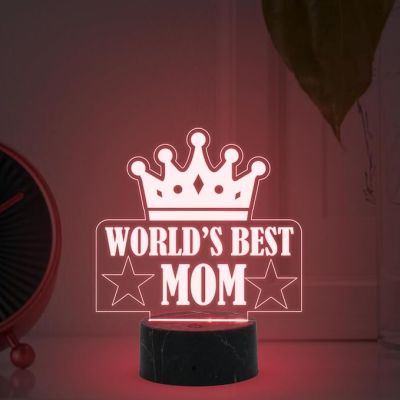 3D Illusion World Best Mom Night Lamp with Automatic Color Changing Light Mothers Day Gift for Mom, Surprise Gift for Mom, Birthday Gift for Mom from Daughter