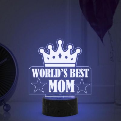 3D Illusion World Best Mom Night Lamp with Automatic Color Changing Light Mothers Day Gift for Mom, Surprise Gift for Mom, Birthday Gift for Mom from Daughter
