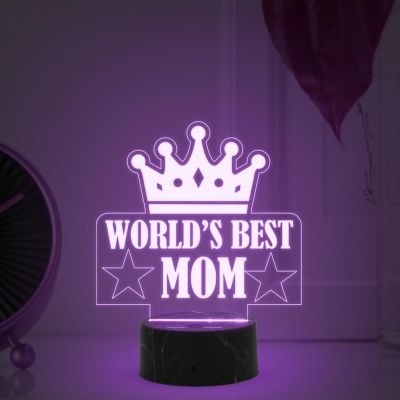 3D Illusion World Best Mom Night Lamp with Automatic Color Changing Light Mothers Day Gift for Mom, Surprise Gift for Mom, Birthday Gift for Mom from Daughter