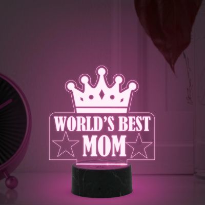 3D Illusion World Best Mom Night Lamp with Automatic Color Changing Light Mothers Day Gift for Mom, Surprise Gift for Mom, Birthday Gift for Mom from Daughter