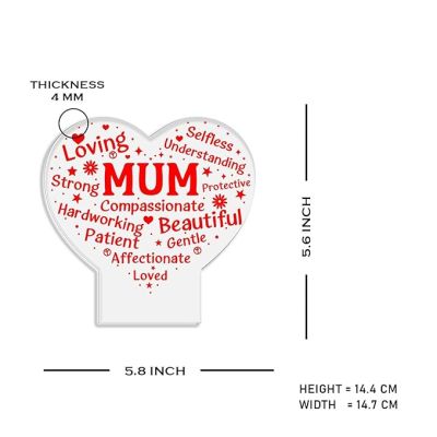 Mother Heart Shape Engraved Night Lamp with Warm White Light Mothers Day Gift for Mom Surprise Gift for Mom Express Your Love for Mom Bedroom Living Room Decor Light