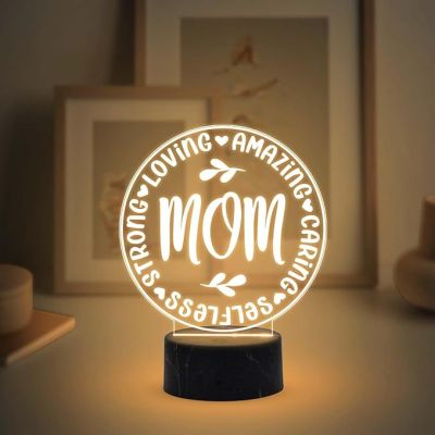 Mom Night Lamp with Warm White Light Birthday, Mother Day Gift for Mom Gift for Mom from Daughter Son Bedroom Living Room Decor Light