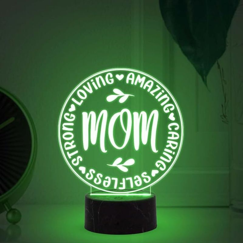 Mom Night Lamp with Multicolored Light Birthday & Mothers Day Gift for Mom Gift for Mom from Daughter Son Bedroom Living Room Decor Light