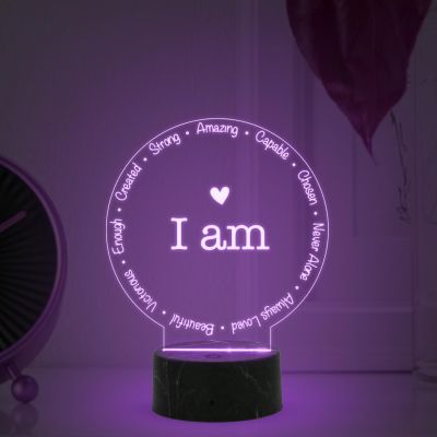 I am Night Lamp with Multicolored Light Birthday Gift for Yourself Bedroom Living Room Decor & Motivational Light