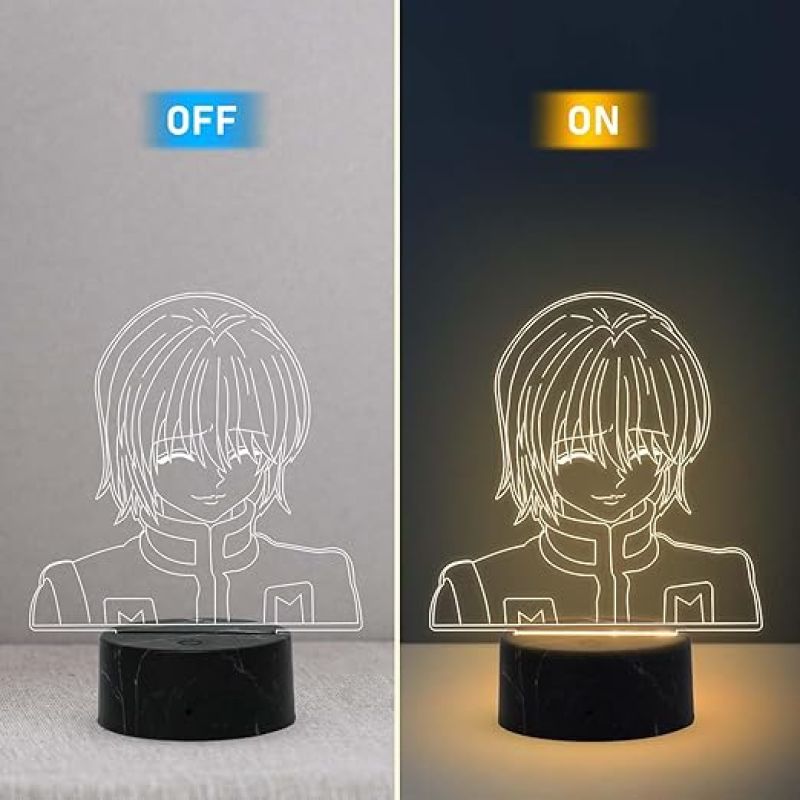 3D Illusion Hunter × Hunter Kurapika Anime Night Light Warm White Light Action Figure Anime Light Birthday Gift for Anime Lover