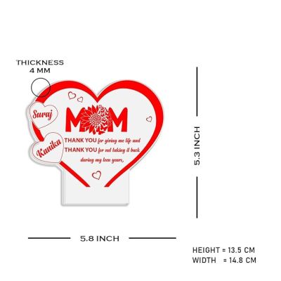 Mom Thank You Lamp with Warm White Light Customized with Kids Name Gift for Mother's Dy